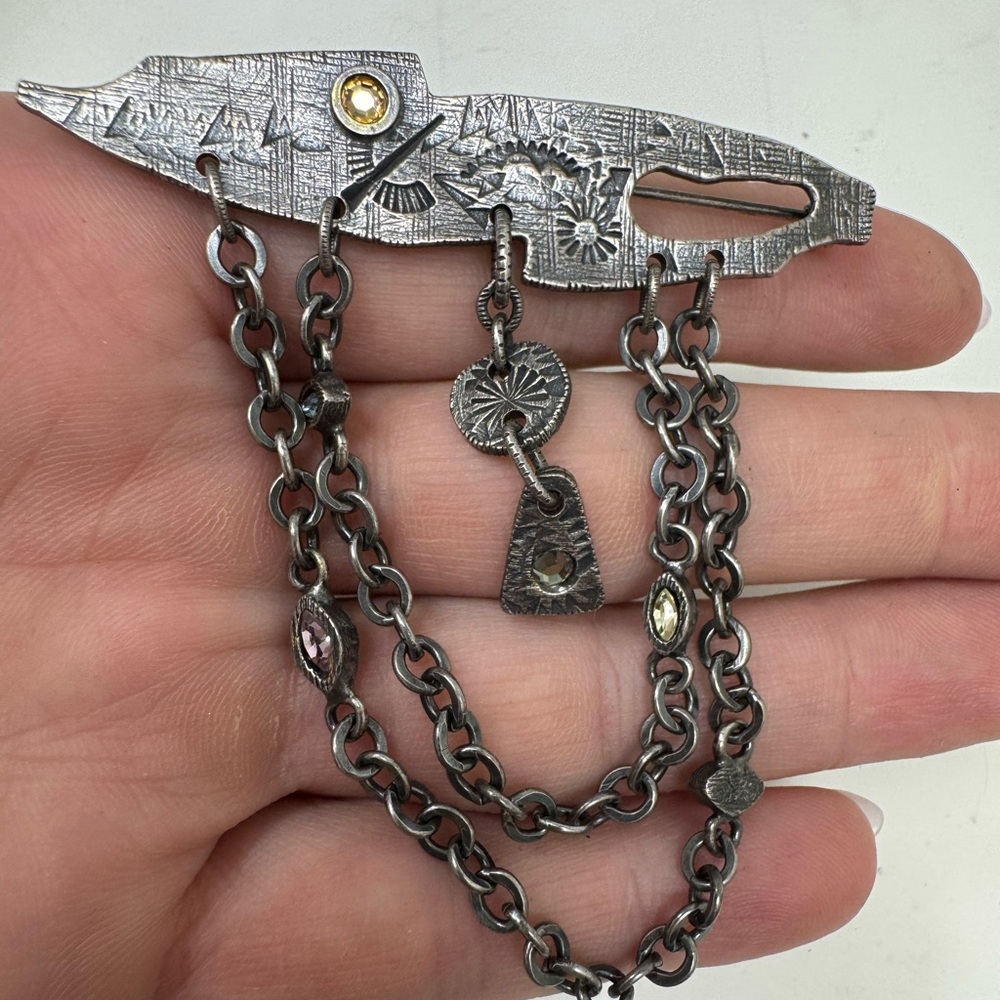 Patricia Locke silver tone brooch pin